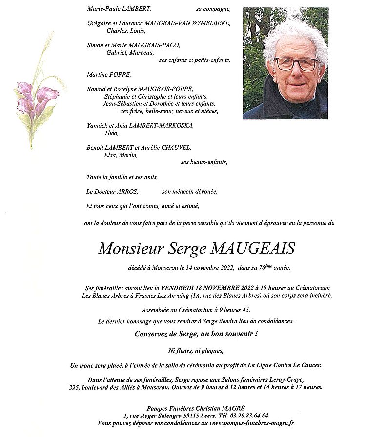 Maugeais Serge FAIRE PART