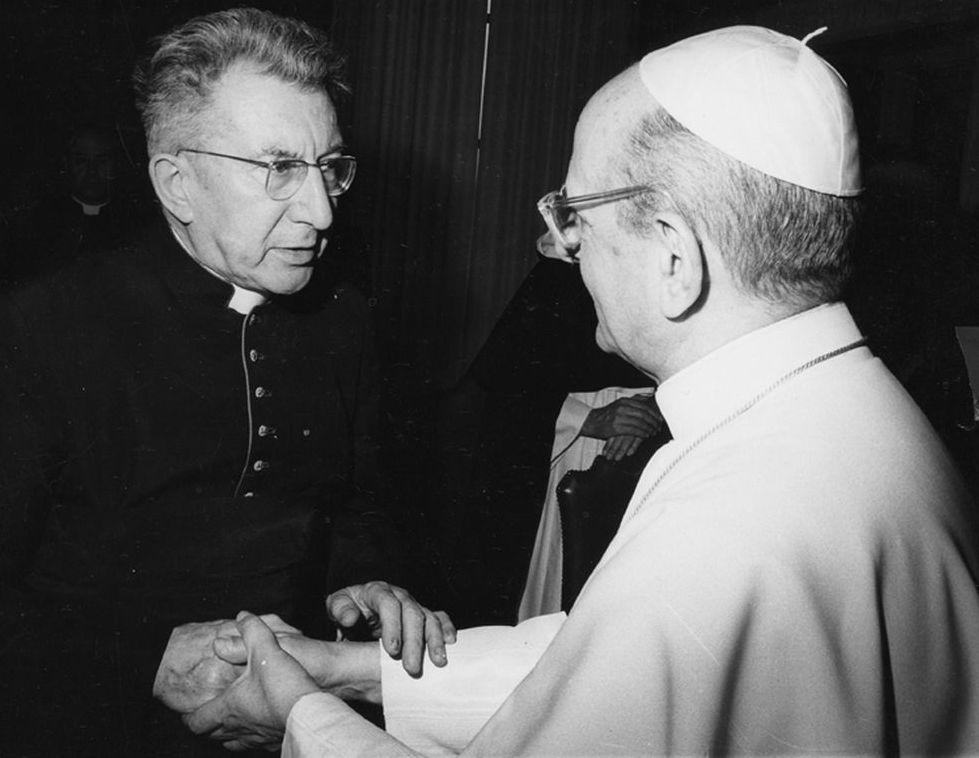 jEAN rodhain avec Paul VI en 1965