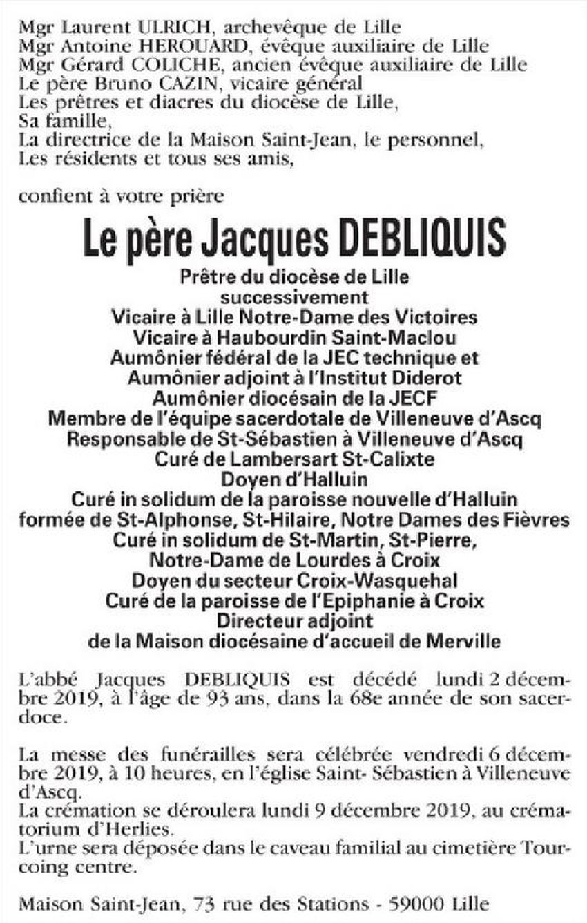 Jacques Debliquis Dcs 2019. n