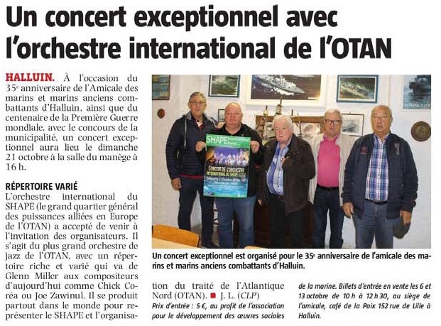 20181004 Concert Marins 21 Octobre VdN revue de presse