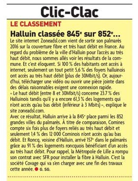 170418 Haut Dbit Halluin classement NE revue de presse