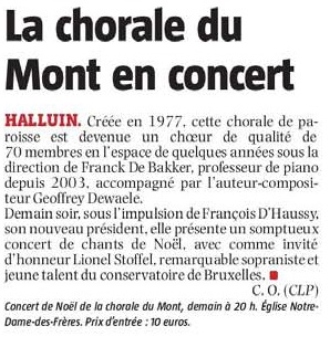 20181214 chorale du Mont Concert VdN revue de presse
