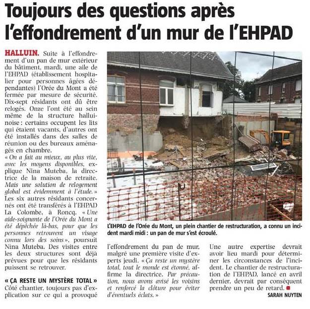 20180923 Ore du Mont effondrement mur VdN revue de presse