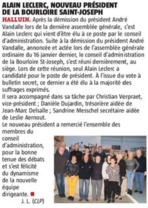 20200208 Leclerc nouveau prsident Bourloire NE revue de presse