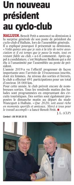 20200211 Nouveau Prsident cyclo club VdN revue de presse