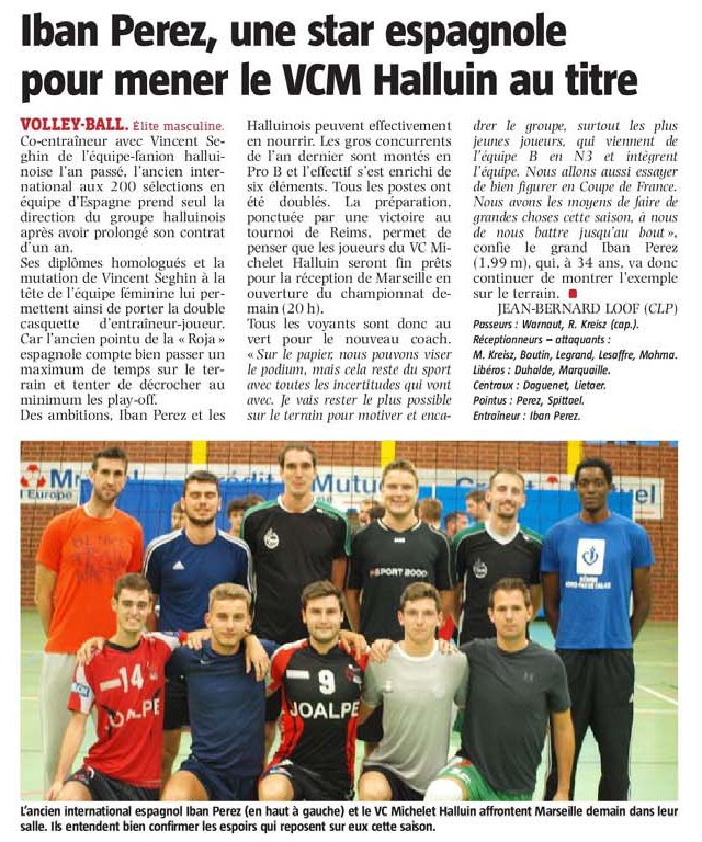 20180921 Volley star espagnole VdN revue de presse